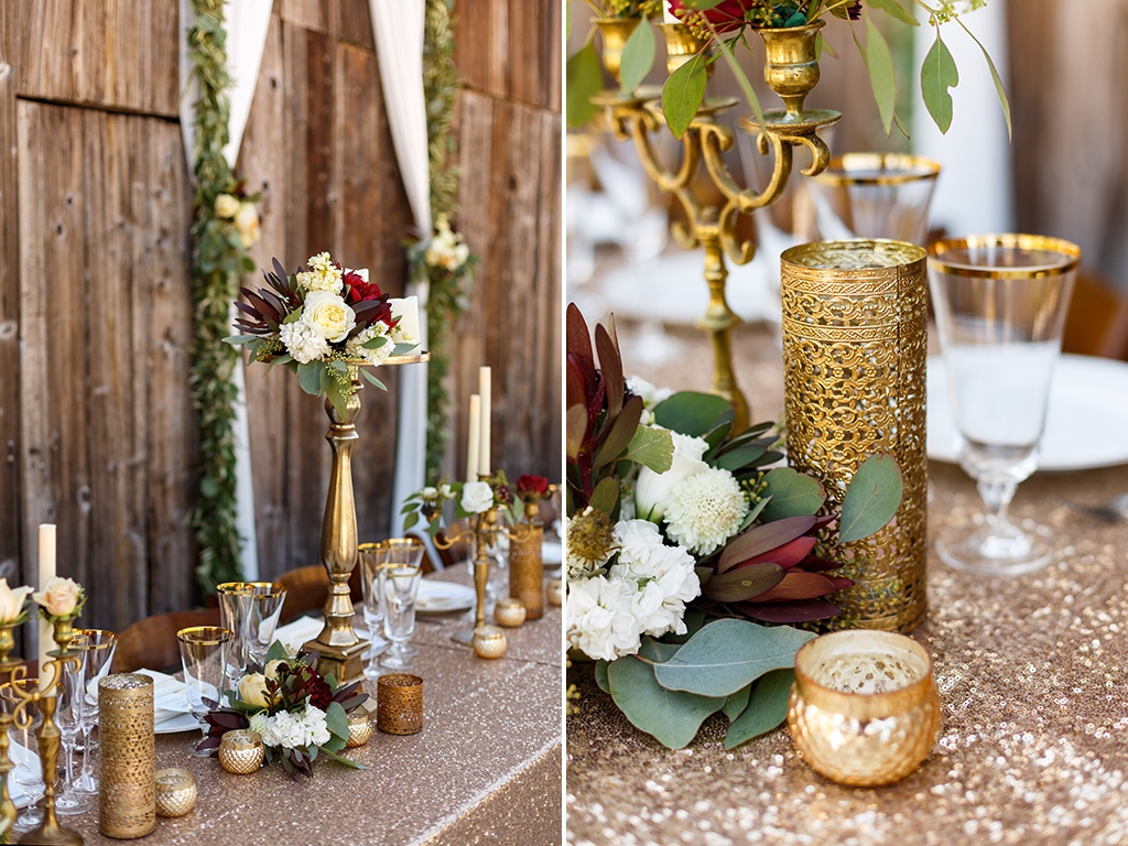 Stunning elegant centerpieces by Fluid Bloom at Higuera Ranch wedding