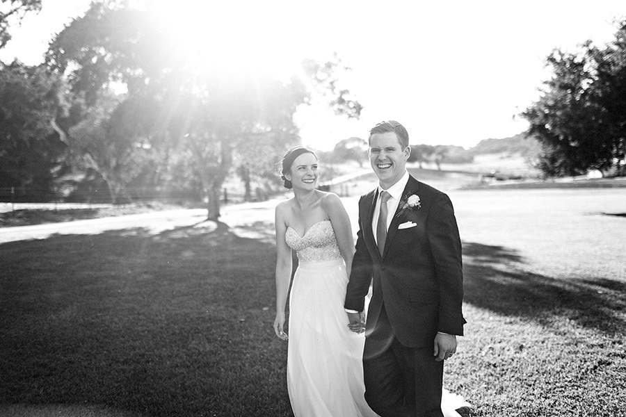 Black and white bride and groom portraits at Thousand Hills Ranch in San Luis Obispo, CA