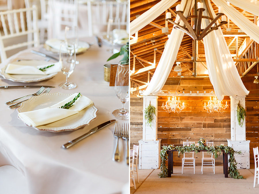 Reception details for wedding at Thousand Hills Ranch, San Luis Obispo, CA