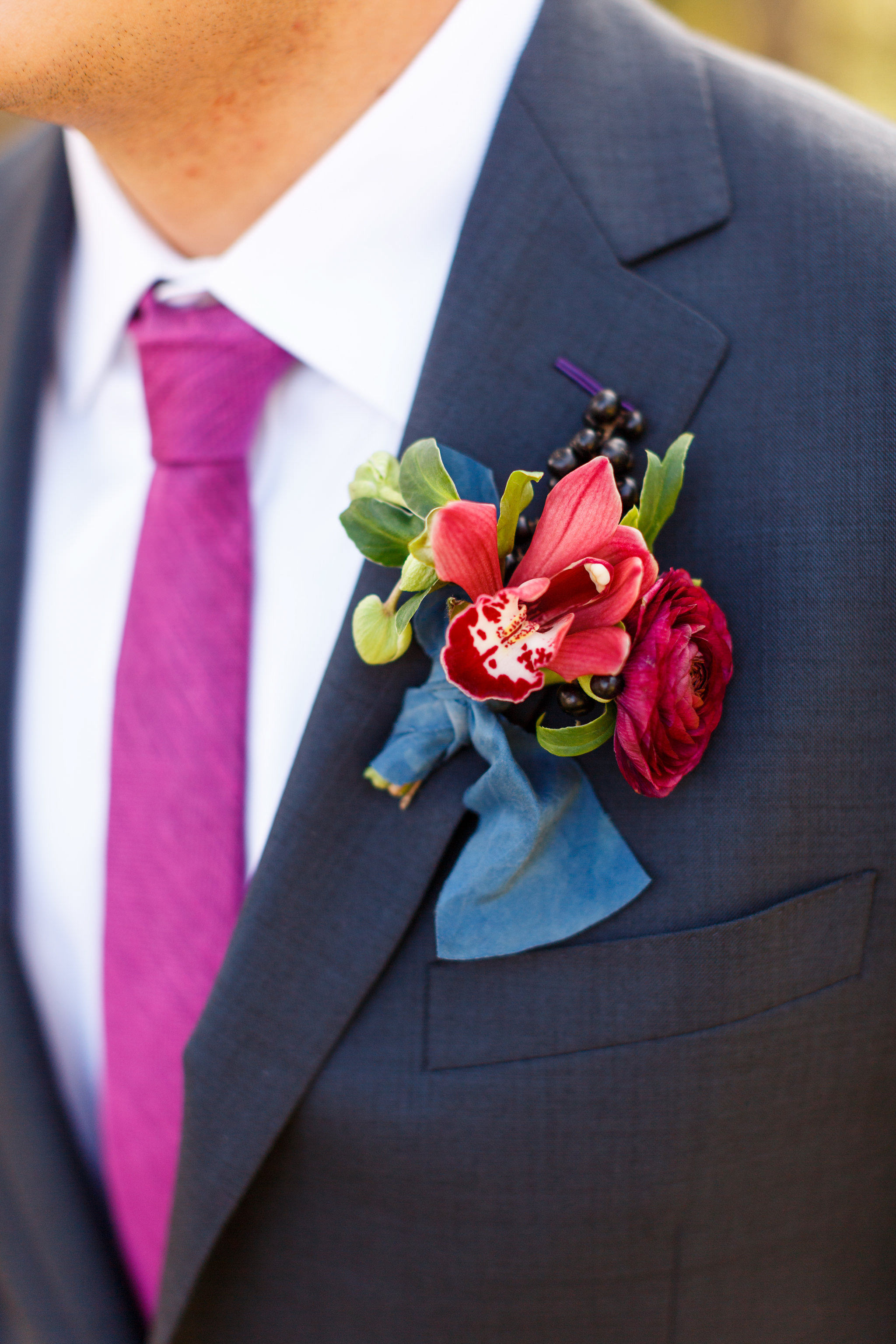 Beautiful boutonniere on groom for Spanish Oaks Ranch wedding 